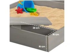 Sandkasten mit Deckel, Tafel und Haken