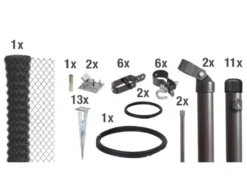 Set Maschendrahtzaun mit Einschlagbodenhülse 25m, anthrazit