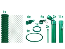Set Maschendrahtzaun zum Einbetonieren, 25 m, grün