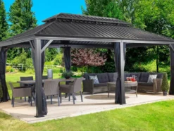 SOJAG Canada Pavillon »Messina«, aus Aluminium, Stahldach mit Lüftung, inkl. Fliegengitter