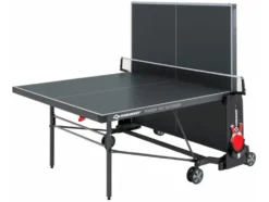 Tischtennisplatte PowerTec Outdoor, wetterfester, trendiges matt-schwarzes Design, klappbar
