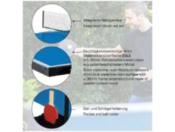 Tischtennisplatte Space Tec Outdoor, wetterfeste 4 mm Melaminharzplatte, klappbar