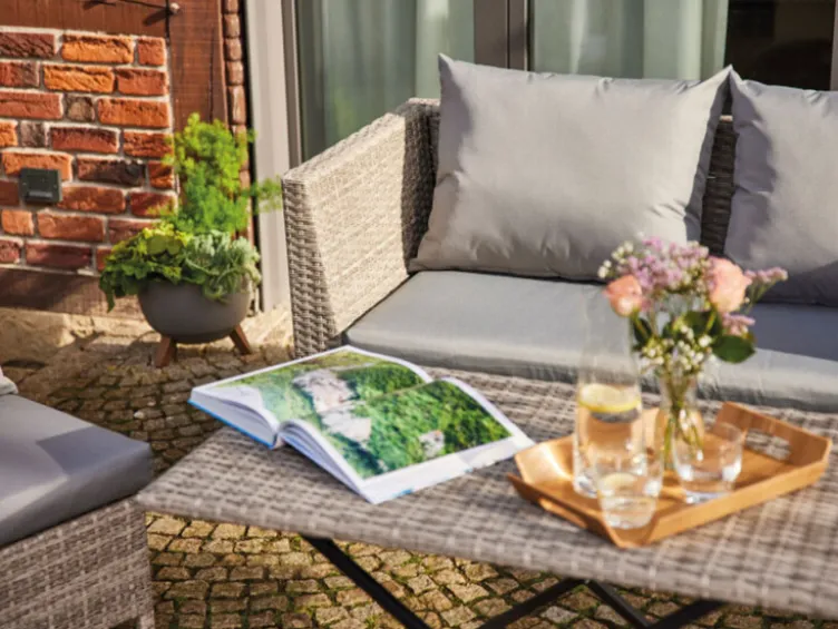 Vigo Lounge Set, aus Geflecht Mix, 4-teilig, grau