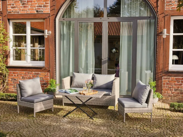Vigo Lounge Set, aus Geflecht Mix, 4-teilig, grau
