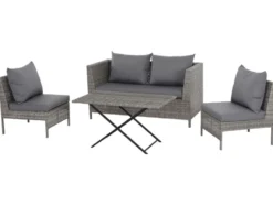 Vigo Lounge Set, aus Geflecht Mix, 4-teilig, grau