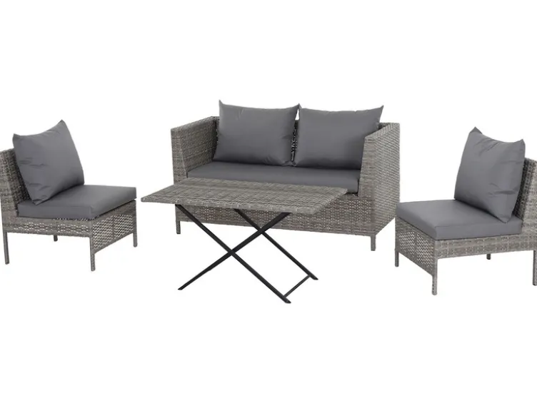 Vigo Lounge Set, aus Geflecht Mix, 4-teilig, grau