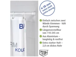 Wenko Teleskop-Duschstange, ausziehbar von 110 bis 245 cm, aus Aluminium
