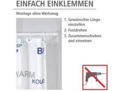 Wenko Teleskop-Duschstange, ausziehbar von 110 bis 245 cm, aus Aluminium