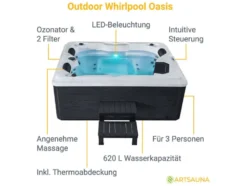 Whirlpool »Oasis«, mit 31 Massagedüsen, LED-Lichtspiel, 620 l