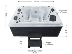 Whirlpool »Oasis«, mit 31 Massagedüsen, LED-Lichtspiel, 620 l