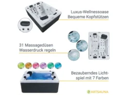 Whirlpool »Oasis«, mit 31 Massagedüsen, LED-Lichtspiel, 620 l