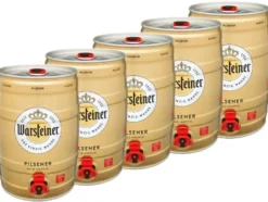 5 x 5,0-l-Bierfass Warsteiner Premium Pilsener mit Zapfhahn