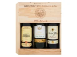 3 x 0,75-l-Flasche Weinpaket Bordeaux mit Holzkiste